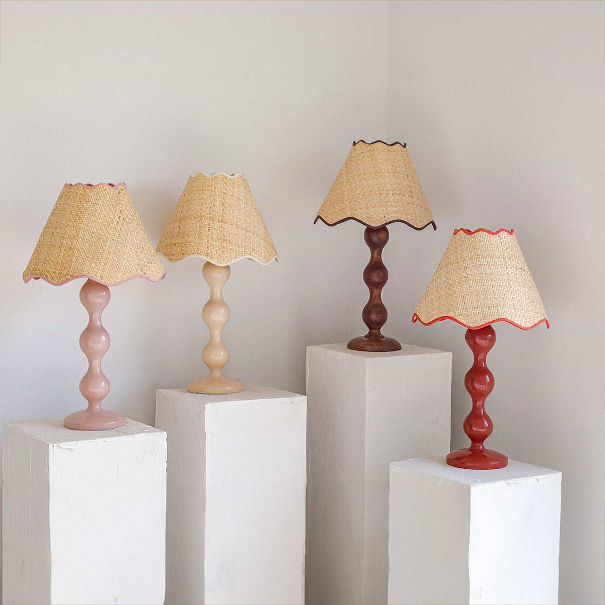 Evie Table Lamp Walnut – alternative angle of the timber base by Paola And Joy