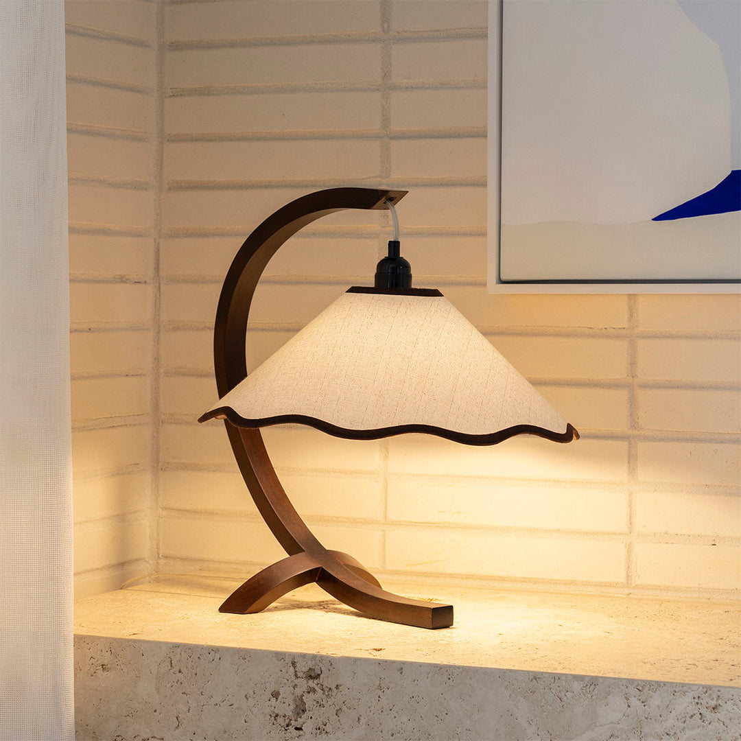 SAMPLE A - Kira Table Lamp - Walnut / Cream