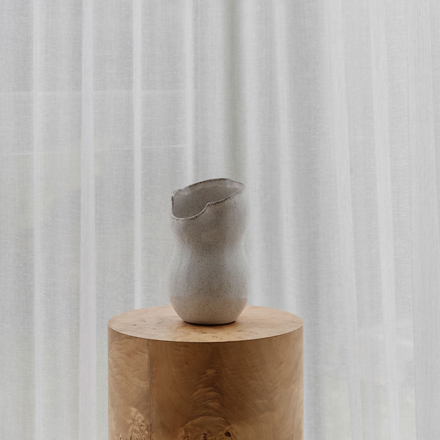 Tala Ceramic Vase – broad rounded silhouette in oyster glaze by Paola And Joy