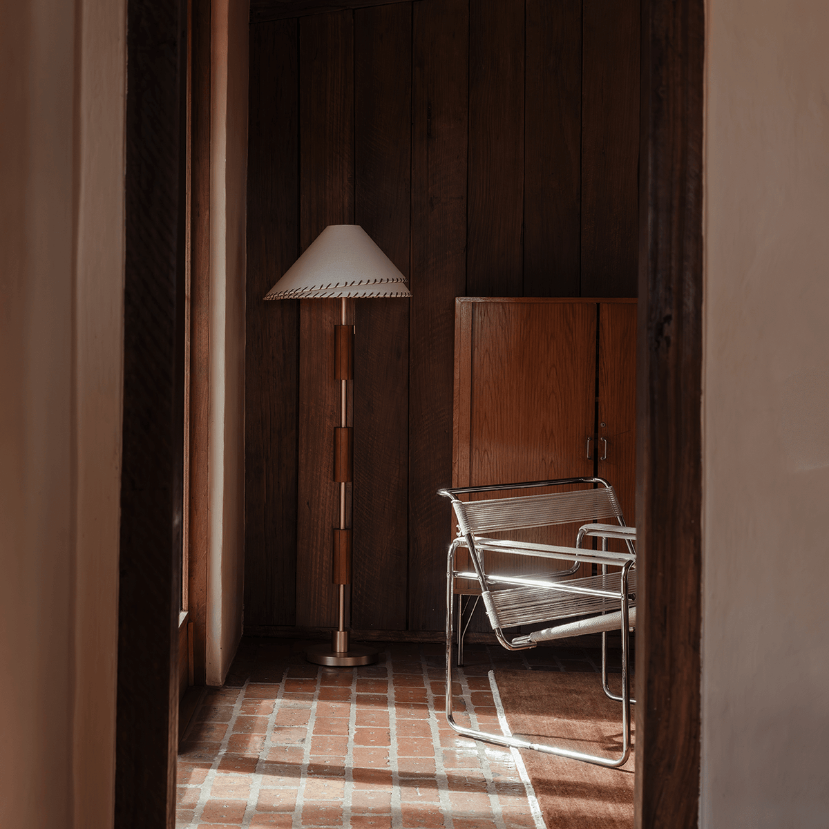 Zali Floor Lamp – detail of the brass-plated base by Paola And Joy