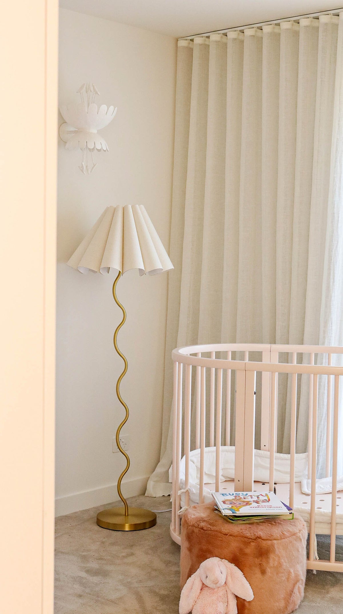 Cora Floor Lamp – close-up of the cream fluted linen lampshade by Paola And Joy