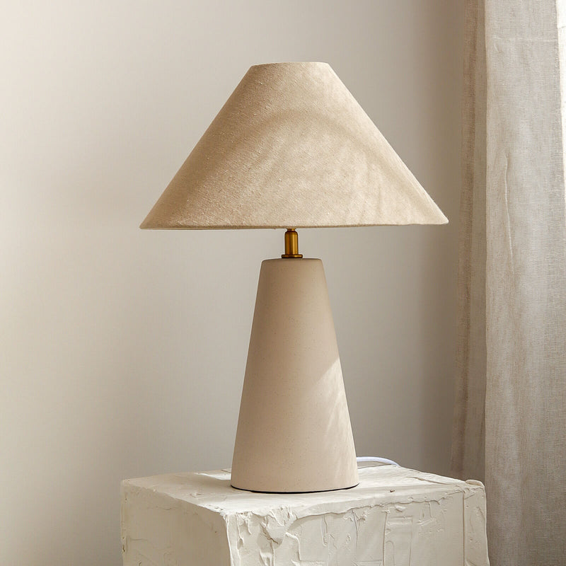 Florence Table Lamp – sculptural ceramic base with natural linen shade by Paola And Joy