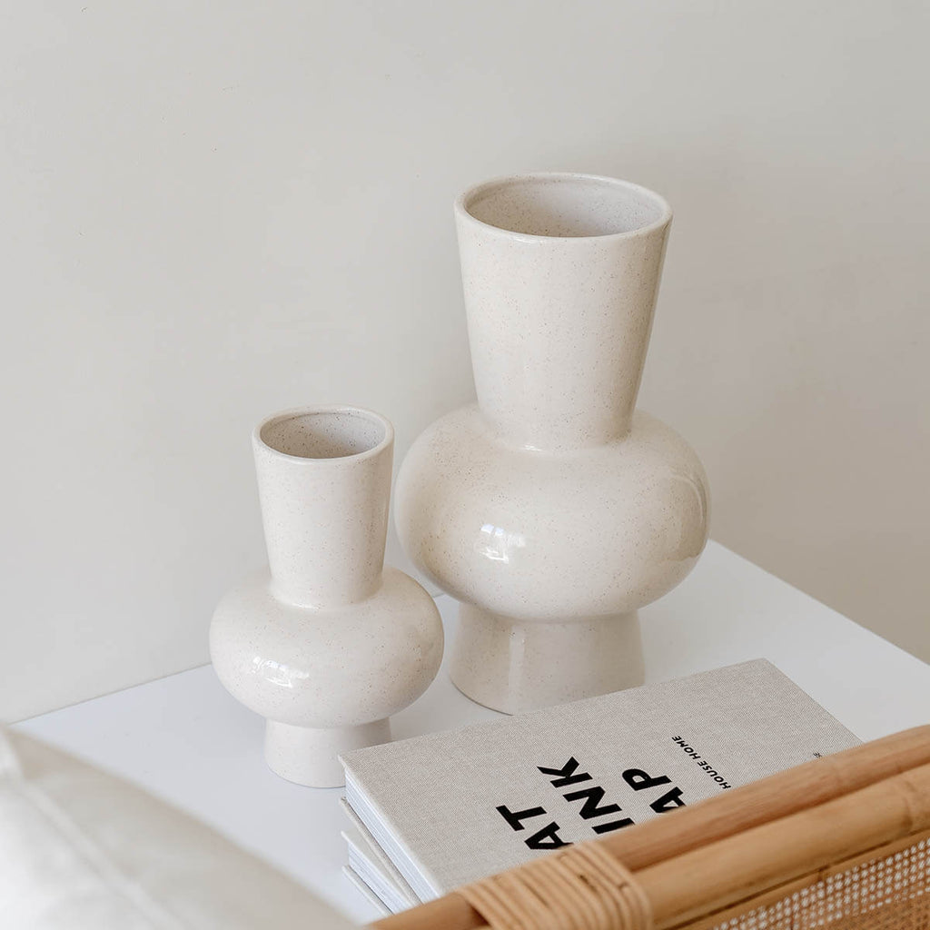 Large Stoneware Vase - Beige - Home All